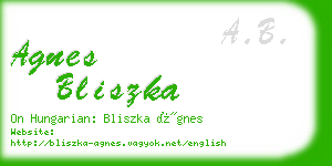 agnes bliszka business card